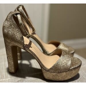 Chinese‎ Laundry Women's Asher, Gold Metallic Heeled Sandals, Size 9.5M